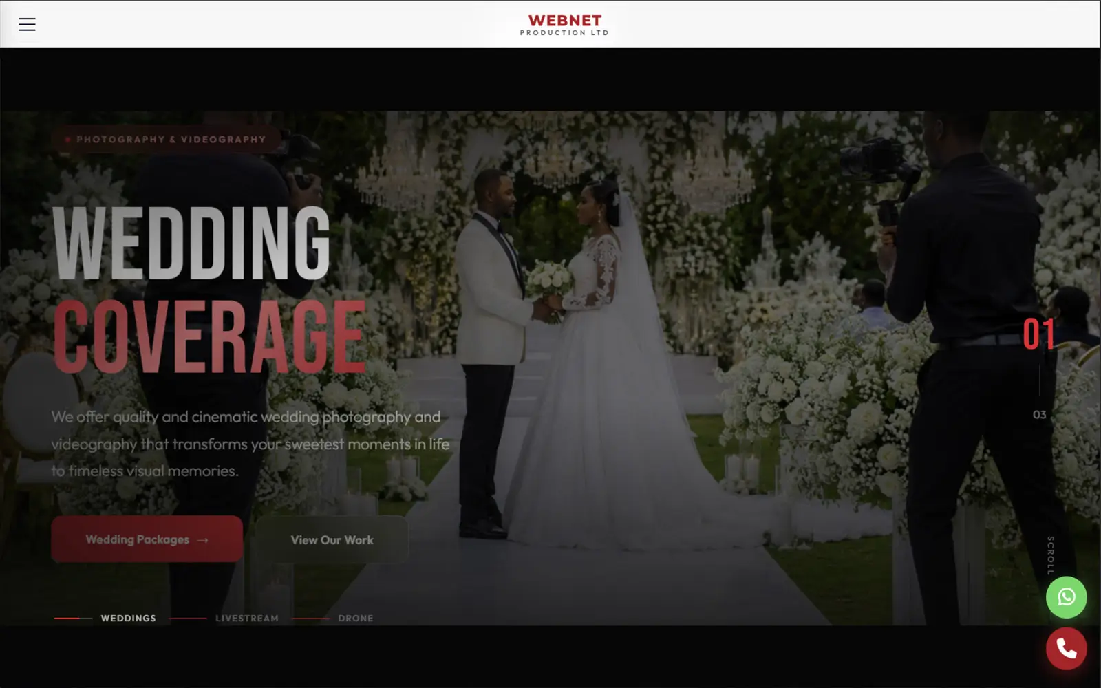 Homepage of the WEBNET PRODUCTION website designed by WEBNET MASTERS